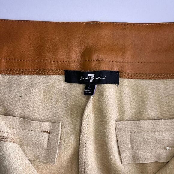 7 For All Mankind Camel Faux Leather Lined Front Stitched Leather PantSize Large - Picture 6 of 14
